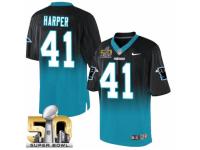 Men's Nike Carolina Panthers #41 Roman Harper Elite Black Blue Fadeaway Super Bowl 50 Bound NFL Jersey