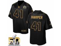Men's Nike Carolina Panthers #41 Roman Harper Elite Black Pro Line Gold Collection Super Bowl 50 Bound NFL Jersey