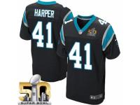 Men's Nike Carolina Panthers #41 Roman Harper Elite Black Team Color Super Bowl L NFL Jersey