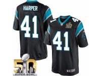 Men's Nike Carolina Panthers #41 Roman Harper Limited Black Team Color Super Bowl L NFL Jersey