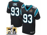 Men's Nike Carolina Panthers #93 Kyle Love Elite Black Team Color Super Bowl L NFL Jersey