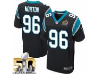 Men's Nike Carolina Panthers #96 Wes Horton Elite Black Team Color Super Bowl L NFL Jersey