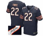 Men's Nike Chicago Bears #22 Matt Forte Navy Blue Team Color Elite Autographed NFL Jersey
