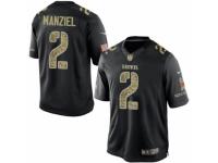 Men's Nike Cleveland Browns #2 Johnny Manziel Limited Black Salute to Service NFL Jersey
