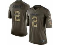 Men's Nike Cleveland Browns #2 Johnny Manziel Limited Green Salute to Service NFL Jersey