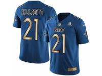 Men's Nike Dallas Cowboys #21 Ezekiel Elliott Limited Blue Gold 2017 Pro Bowl NFL Jersey