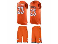 Men's Nike Denver Broncos #23 Devontae Booker Orange Tank Top Suit NFL Jersey