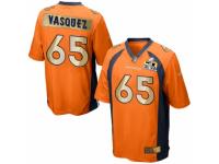 Men's Nike Denver Broncos #65 Louis Vasquez Game Orange Super Bowl 50 Collection NFL Jersey