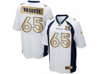 Men's Nike Denver Broncos #65 Louis Vasquez Game White Super Bowl 50 Collection NFL Jersey