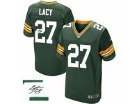 Men's Nike Green Bay Packers #27 Eddie Lacy Elite Green Team Color Autographed NFL Jersey
