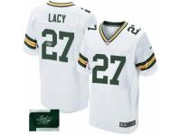Men's Nike Green Bay Packers #27 Eddie Lacy Elite White Autographed NFL Jersey