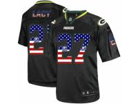 Men's Nike Green Bay Packers #27 Eddie Lacy Limited Black USA Flag Fashion NFL Jersey
