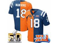 Men's Nike Indianapolis Colts #18 Peyton Manning Elite Colts Broncos Two Tone Super Bowl XLI & Super Bowl L NFL Jersey