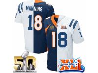 Men's Nike Indianapolis Colts #18 Peyton Manning Elite Colts Road Broncos Alternate Two Tone Super Bowl XLI & Super Bowl L NFL Jersey