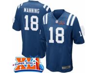 Men's Nike Indianapolis Colts #18 Peyton Manning Game Royal Blue Team Color Super Bowl XLI NFL Jersey