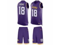Men's Nike Minnesota Vikings #18 Jeff Locke Purple Tank Top Suit NFL Jersey