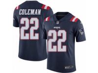 Men's Nike New England Patriots #22 Justin Coleman Limited Navy Blue Rush NFL Jersey
