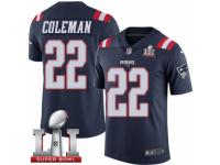 Men's Nike New England Patriots #22 Justin Coleman Limited Navy Blue Rush Super Bowl LI 51 NFL Jersey