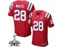 Men's Nike New England Patriots #28 James White Elite Red Alternate Super Bowl XLIX NFL Jersey