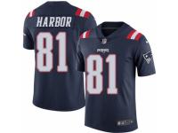 Men's Nike New England Patriots #81 Clay Harbor Limited Navy Blue Rush NFL Jersey