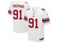 Men's Nike New York Giants #91 Kelvin Sheppard Elite White NFL Jersey