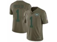Men's Nike New York Jets #1 Terrelle Pryor Sr. Limited Olive 2017 Salute to Service NFL Jersey