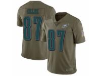 Men's Nike Philadelphia Eagles #87 Brent Celek Limited Olive 2017 Salute to Service NFL Jersey