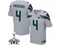 Men's Nike Seattle Seahawks #4 Steven Hauschka Elite Grey Alternate Super Bowl XLIX NFL Jersey
