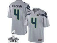 Men's Nike Seattle Seahawks #4 Steven Hauschka Limited Grey Alternate Super Bowl XLIX NFL Jersey