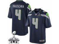 Men's Nike Seattle Seahawks #4 Steven Hauschka Limited Steel Blue Team Color Super Bowl XLIX NFL Jersey