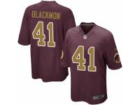 Men's Nike Washington Redskins #41 Will Blackmon Game Burgundy Red Gold Number Alternate 80TH Anniversary NFL Jersey