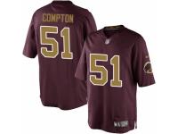 Men's Nike Washington Redskins #51 Will Compton Limited Burgundy Red Gold Number Alternate 80TH Anniversary NFL Jersey