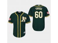 Men's Oakland Athletics 2019 Spring Training #60 Green Andrew Triggs Cool Base Jersey