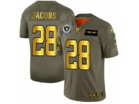 Men's Oakland Raiders #28 Josh Jacobs Limited Olive Gold 2019 Salute to Service Football Jersey
