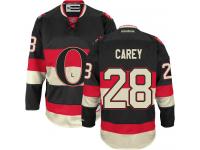 Men's Paul Carey Authentic Black Reebok Jersey NHL Ottawa Senators #28 Third