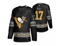 Men's Penguins #17 Bryan Rust Black Breakaway Logo sleeve Jersey