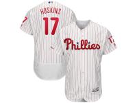 Men's Philadelphia Phillies Rhys Hoskins Majestic White Scarlet Home Authentic Collection Flex Base Player Jersey