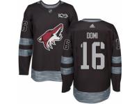 Men's Phoenix Coyotes #16 Max Domi Black 1917-2017 100th Anniversary Stitched NHL Jersey