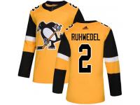 Men's Pittsburgh Penguins #2 Chad Ruhwedel Gold Alternate Authentic Hockey Jersey