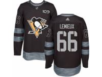 Men's Pittsburgh Penguins #66 Mario Lemieux Black 1917-2017 100th Anniversary Stitched NHL Jersey