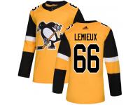 Men's Pittsburgh Penguins #66 Mario Lemieux Gold Alternate Authentic Hockey Jersey