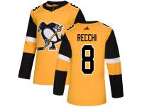 Men's Pittsburgh Penguins #8 Mark Recchi Gold Alternate Authentic Hockey Jersey
