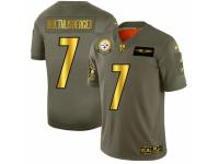 Men's Pittsburgh Steelers #7 Ben Roethlisberger Limited Olive Gold 2019 Salute to Service Football Jersey