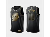Men's Portland Trail Blazers #00 Custom Black Golden Edition Jersey Any Name And Number
