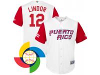 Men's Puerto Rico Baseball Francisco Lindor Majestic White 2017 World Baseball Classic Replica Jersey