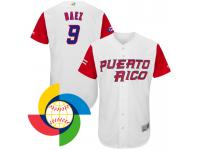 Men's Puerto Rico Baseball Javier Baez Majestic White 2017 World Baseball Classic Authentic Jersey