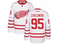 Men's Reebok Detroit Red Wings #95 Dennis Cholowski Premier White 2017 Centennial Classic NHL Jersey