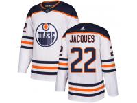 Men's Reebok Edmonton Oilers #22 Jean-Francois Jacques White Away Authentic NHL Jersey