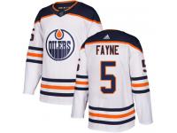 Men's Reebok Edmonton Oilers #5 Mark Fayne White Away Authentic NHL Jersey