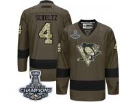 Men's Reebok NHL Pittsburgh Penguins #4 Justin Schultz Authentic Jersey Green Stanley Cup Final Salute to Service Reebok